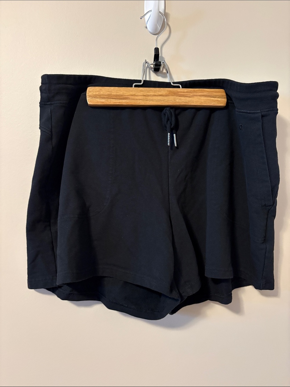 Women's Black Athletic Drawstring Shorts with Side Pockets